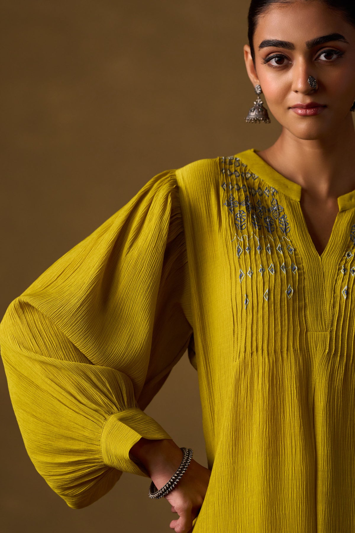 Citrine Pintuck Embroidered Co-ord Set
