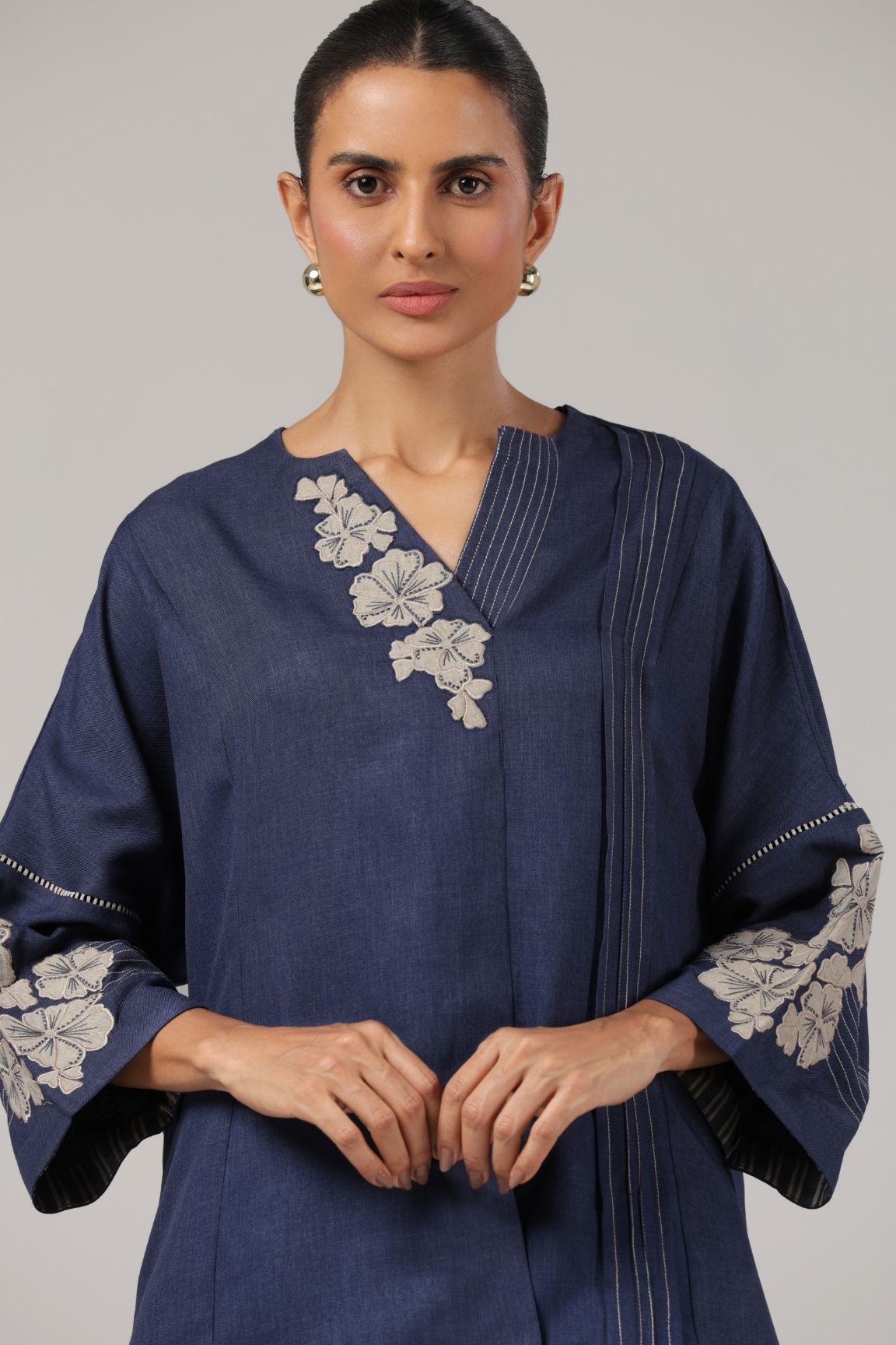 Navy Blue Embroidered Co-ord Set