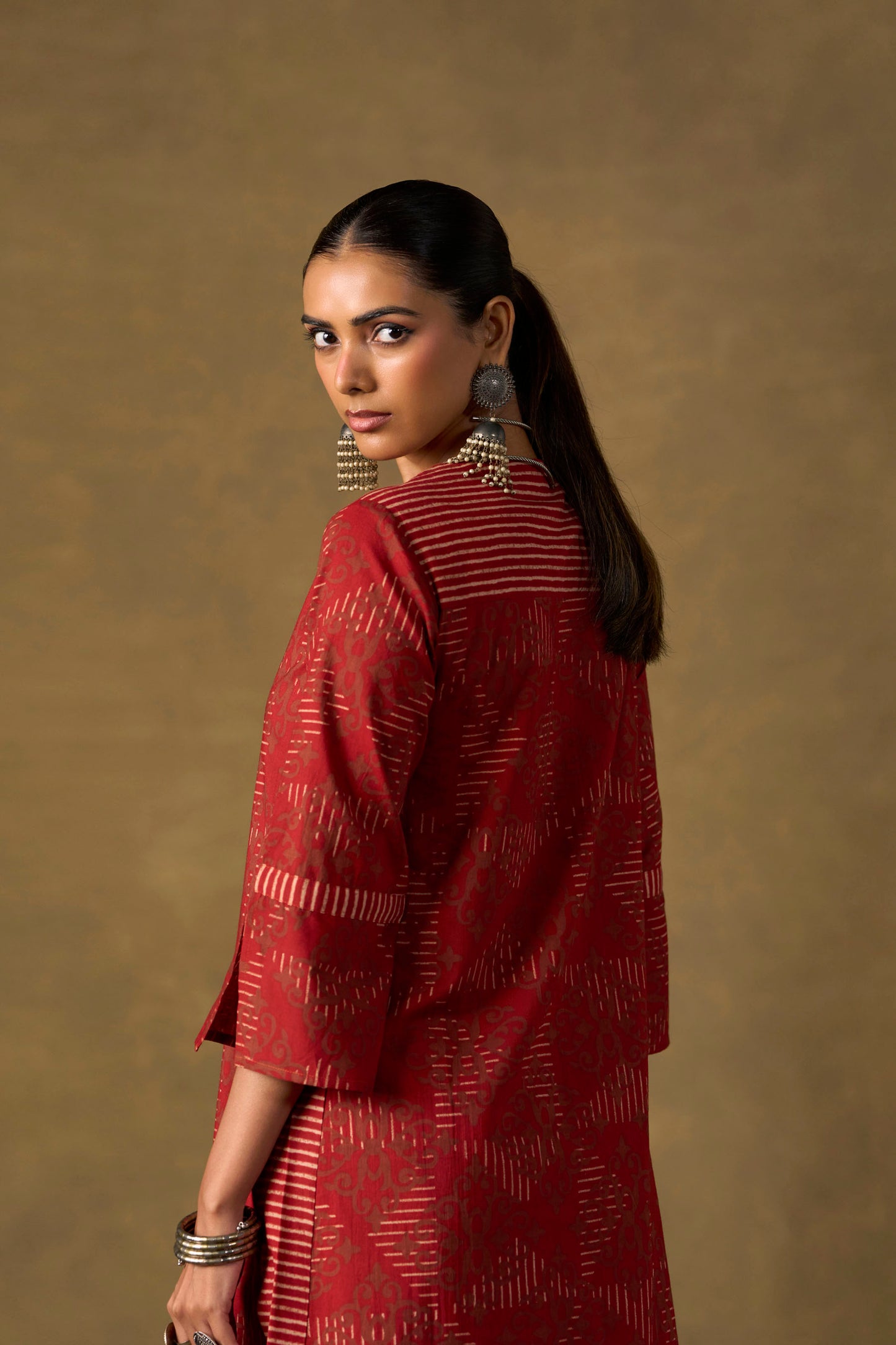 Rosewood Ikat Straight Kurta Set