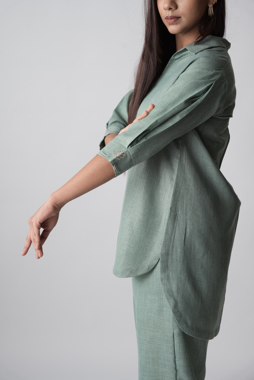 Sage Green Cotton-Linen Co-ord Set
