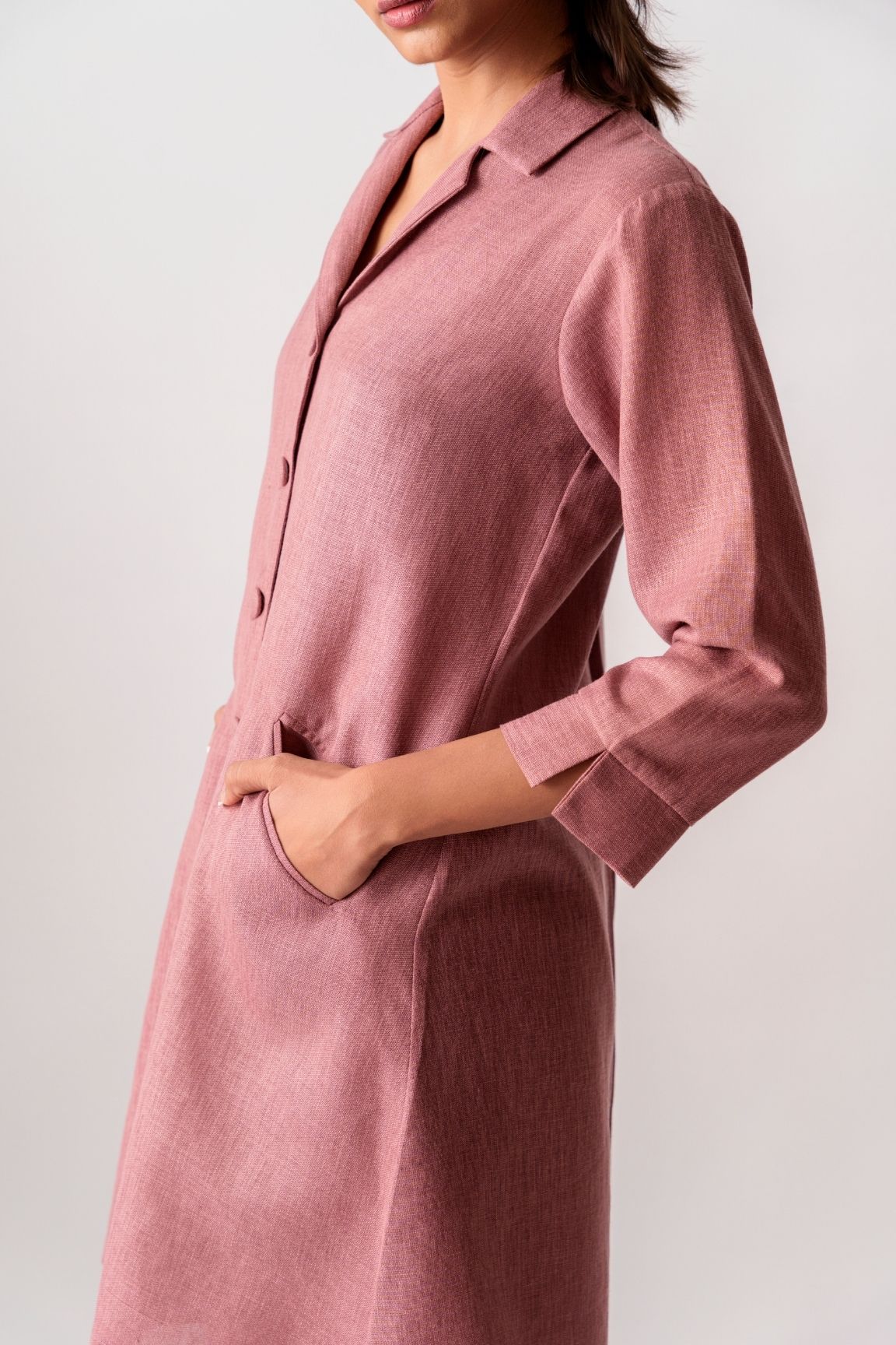 Mauve Button-Down Flared Kurta Set