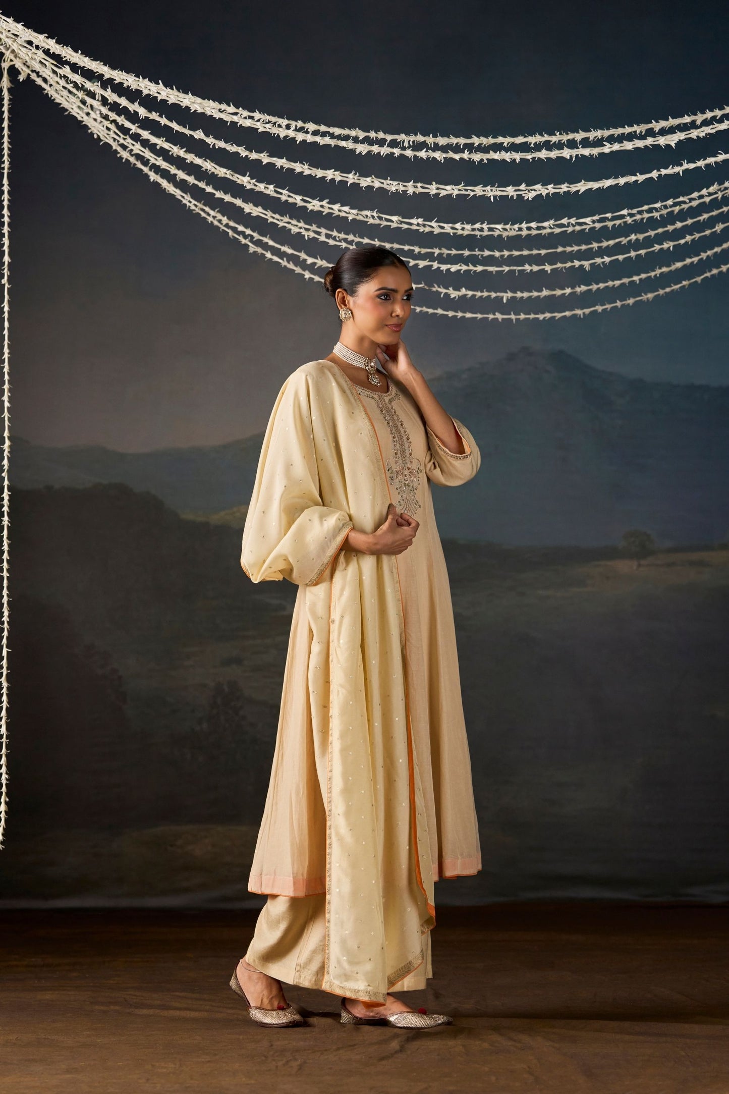 Serene Ivory Anarkali Suit Set with Dupatta