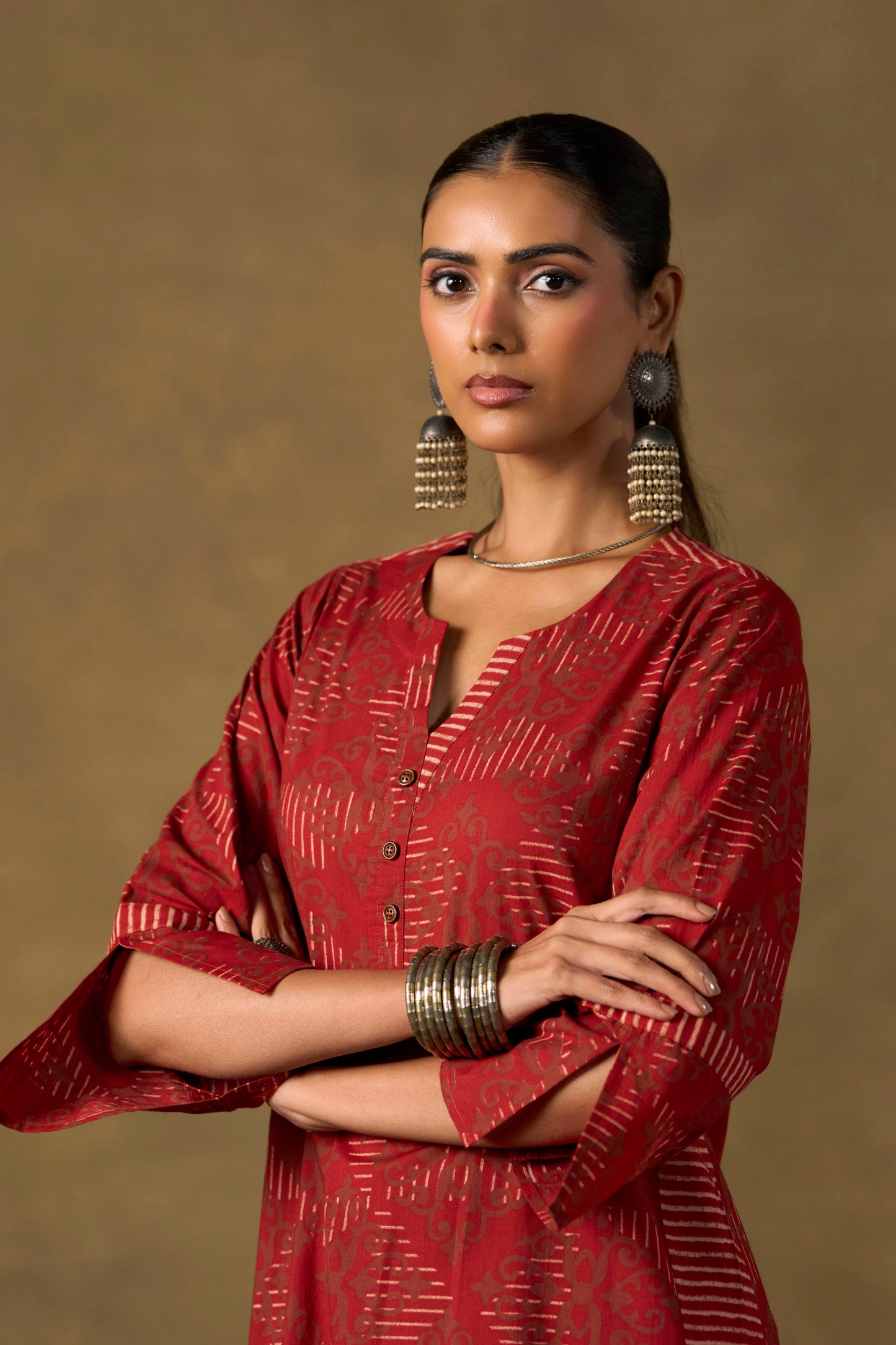 Rosewood Ikat Straight Kurta Set