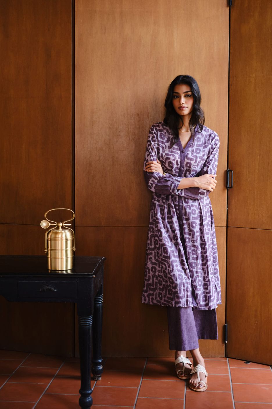 Lilac Maze Soft Linen Kurta Set
