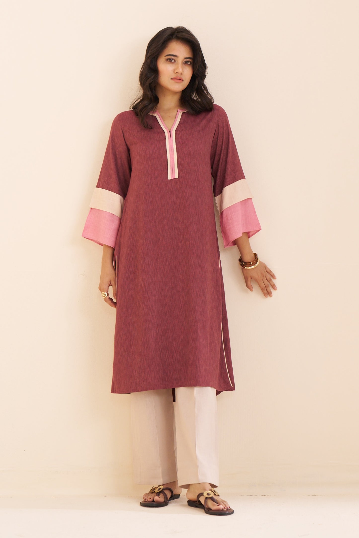 Modern Straight-Cut Kurta with Contrast Trim Design