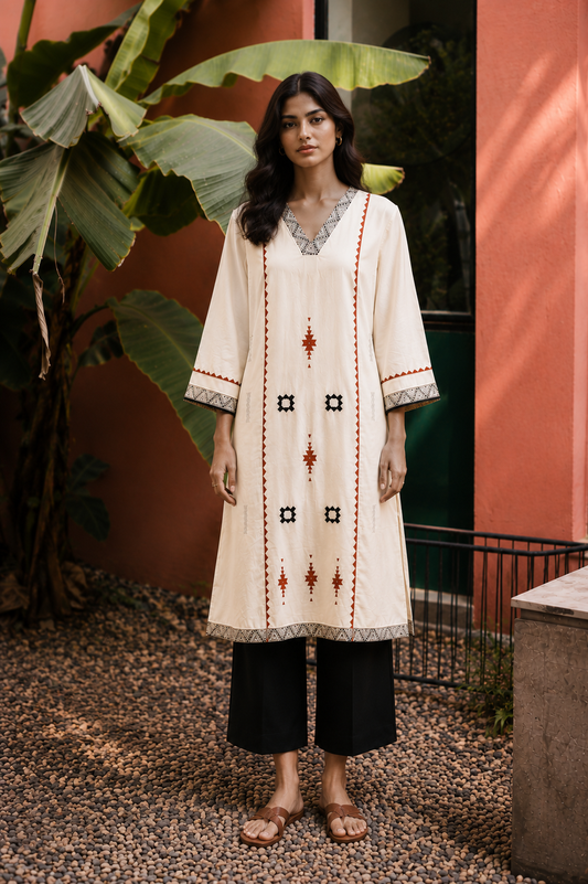 Ivory Nomad Hand Block Printed Kurta Set