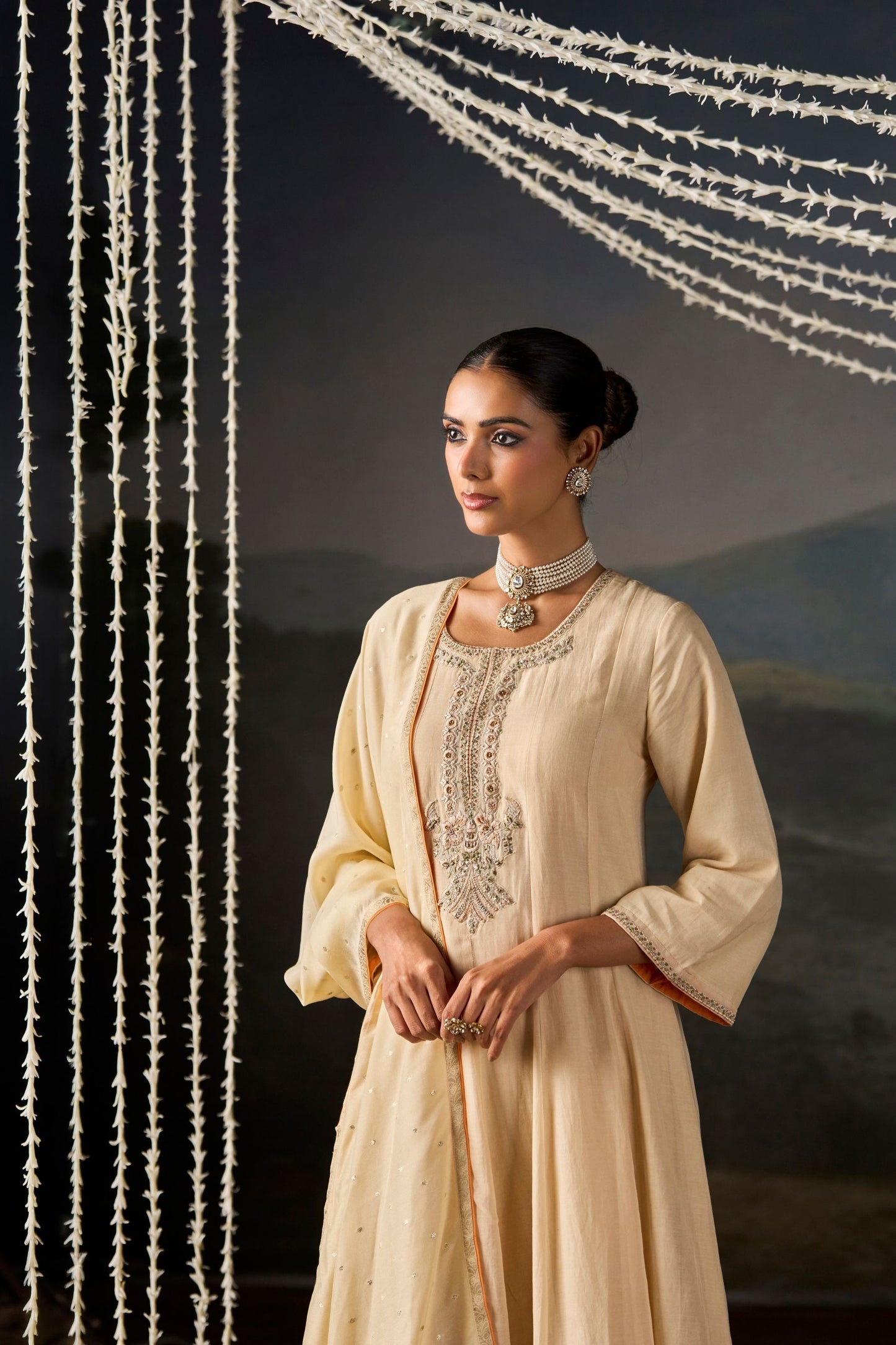 Serene Ivory Anarkali Suit Set with Dupatta