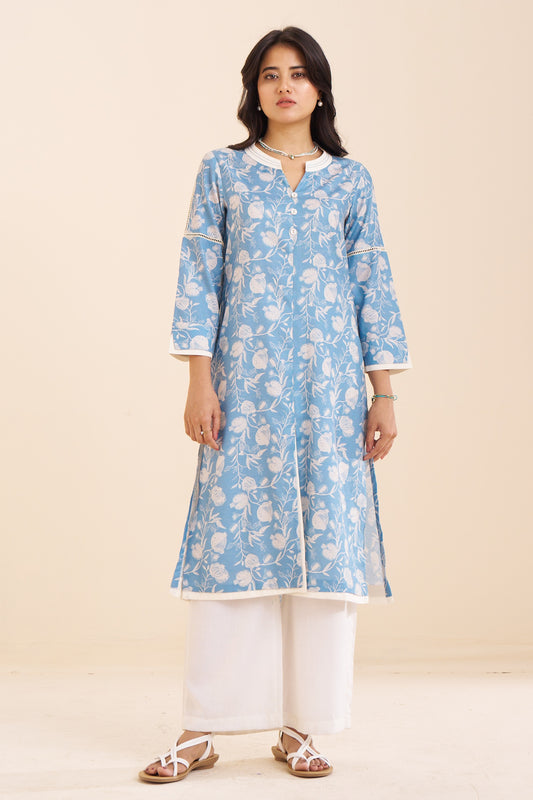 Premium Linen Blend Printed Kurta – Stylish & Comfortable