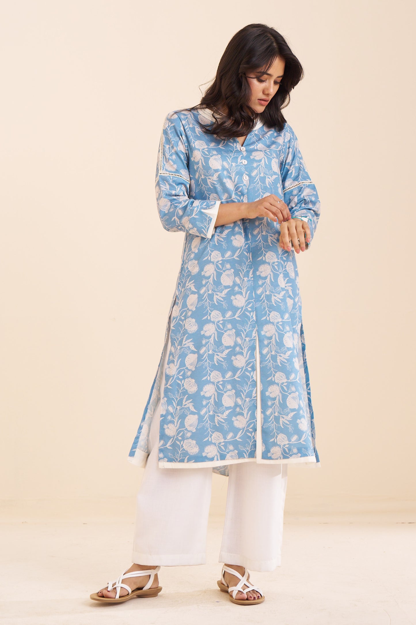 Premium Linen Blend Printed Kurta – Stylish & Comfortable