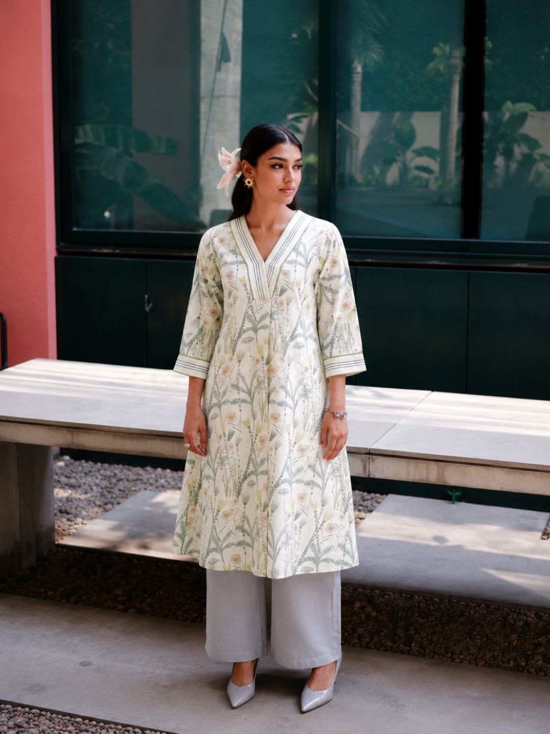 Bloom Whisper Floral Viscose Blend Kurta Set