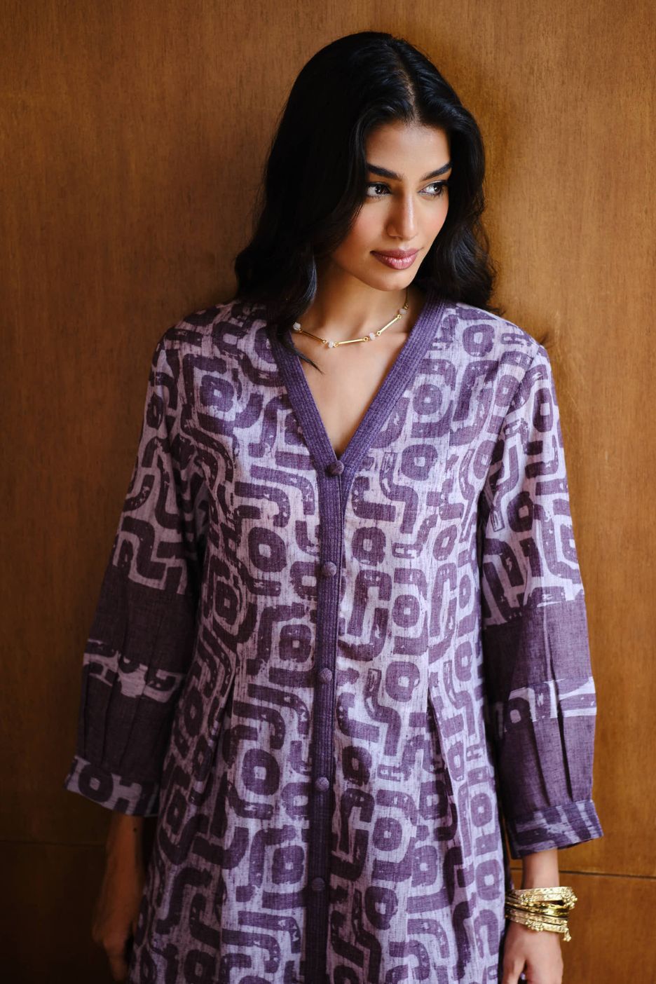 Lilac Maze Soft Linen Kurta Set