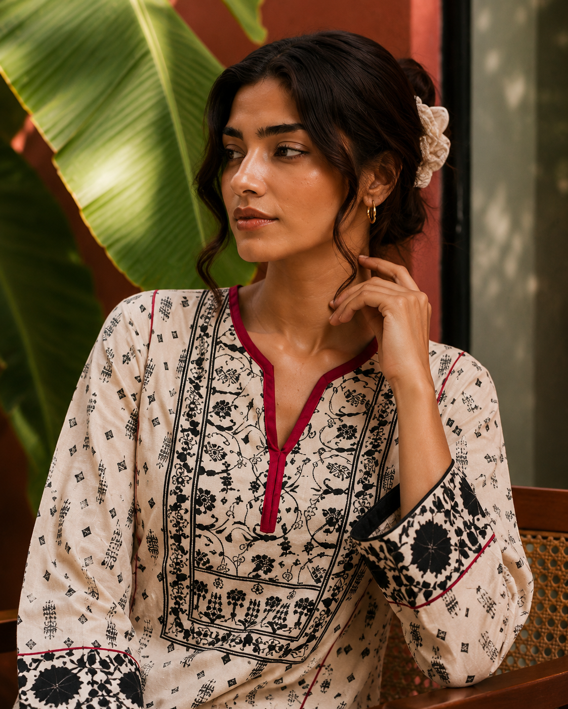 Ivory Heritage Printed Cotton Straight Kurta Set for Women
