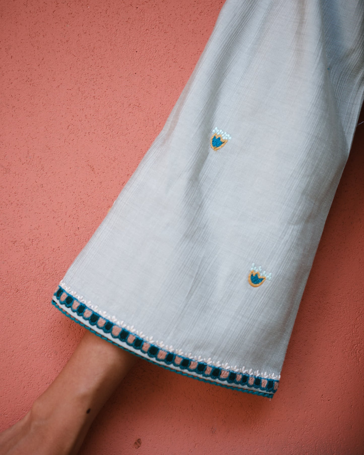 Mint & Teal Viscose Embroidered A-Line Suit Set