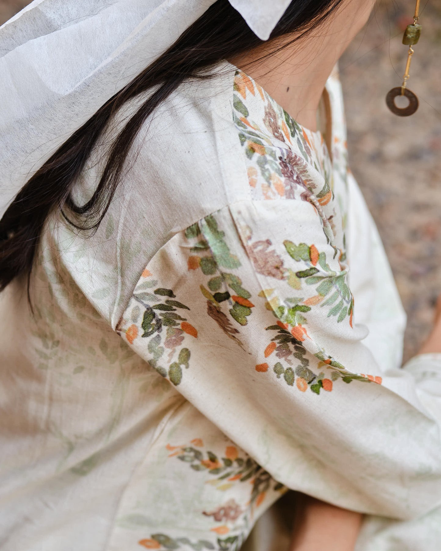 Autumn Song Cotton Flex Kurta Set with Ochre Floral Accents