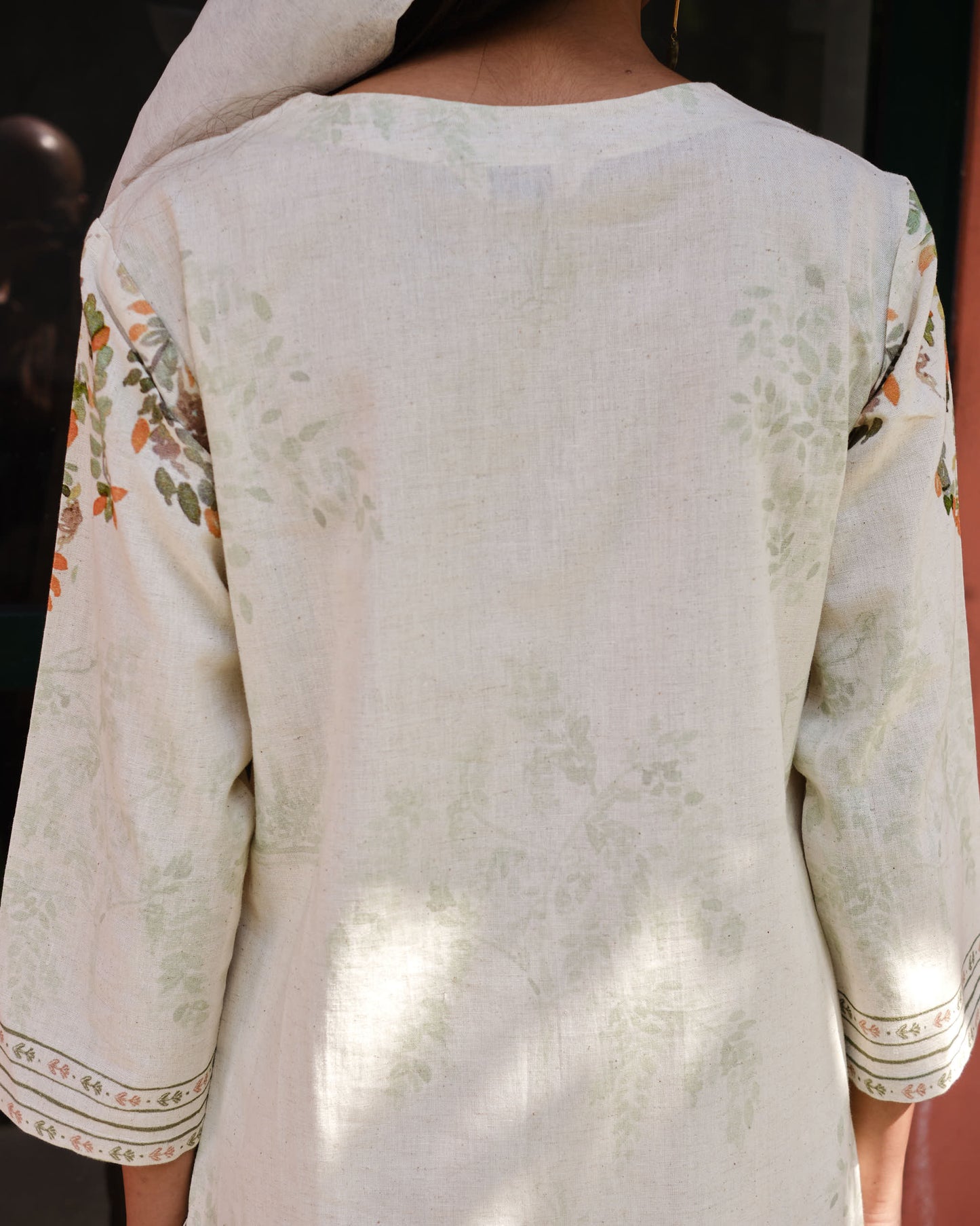 Autumn Song Cotton Flex Kurta Set with Ochre Floral Accents