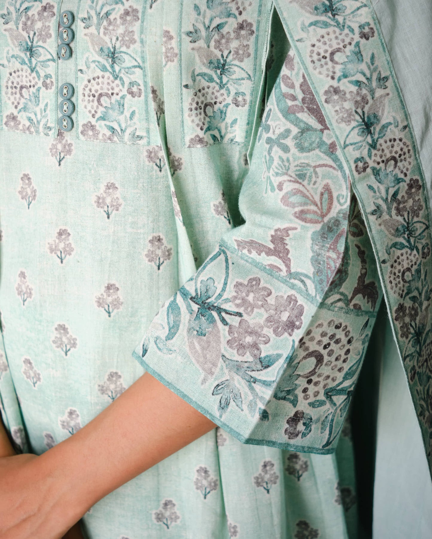 Seafoam Floral Pintuck 3-Piece Set in Cotton Flex