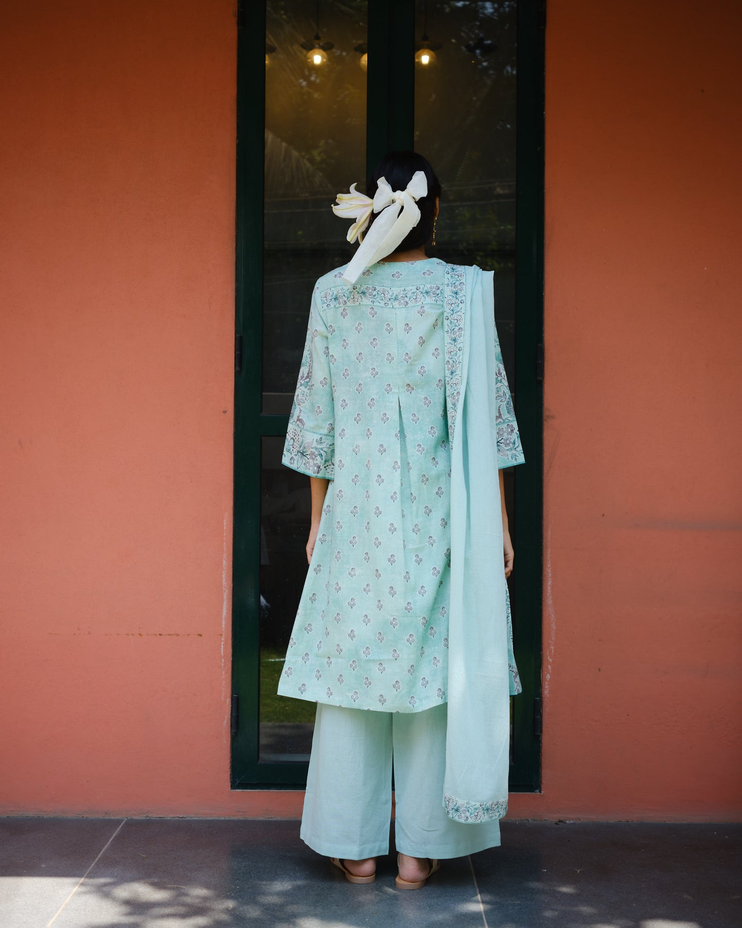 Seafoam Floral Pintuck 3-Piece Set in Cotton Flex
