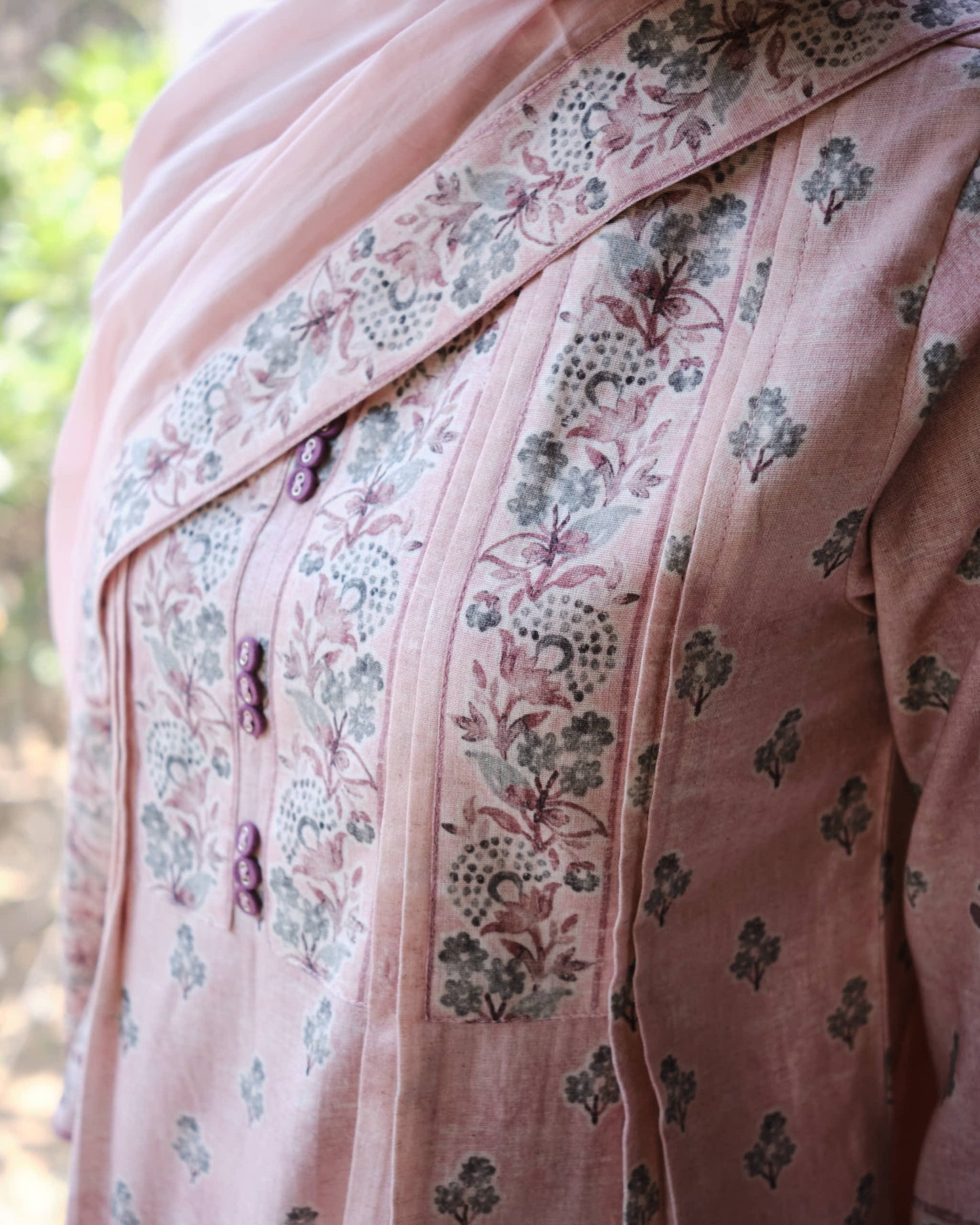 Pastel Rose Hand-Block Inspired Cotton Flex A-Line Kurta Set