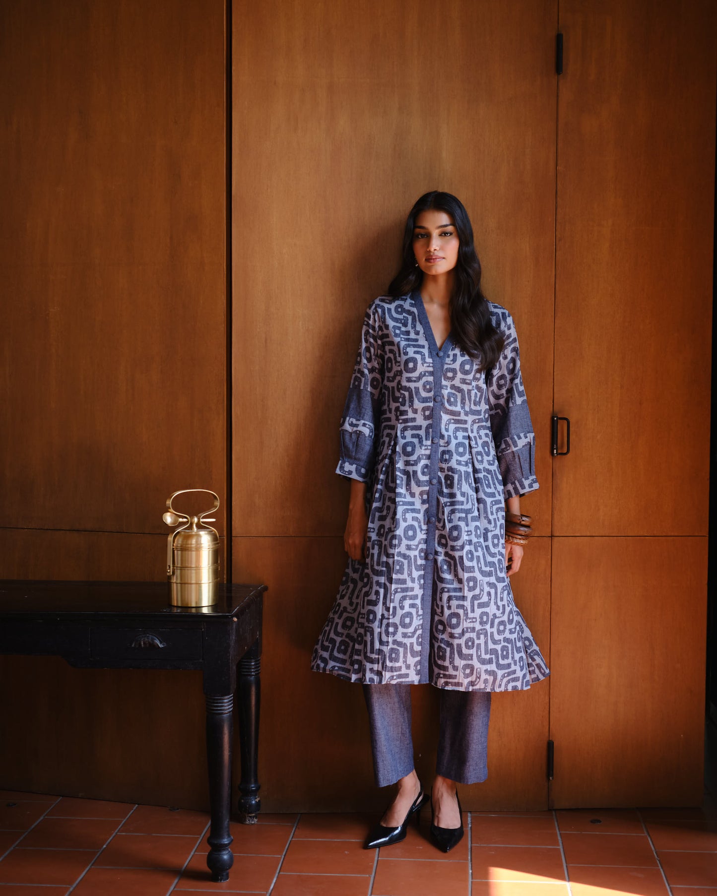 Indigo Maze Printed A-Line Kurta Set