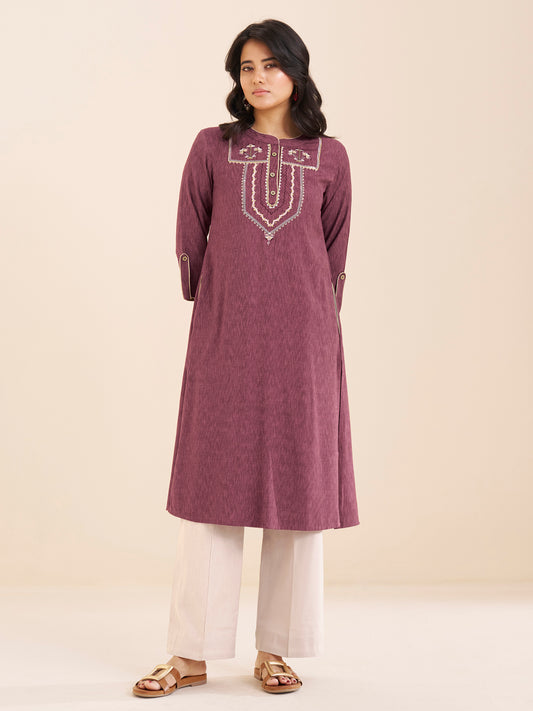Premium Viscose Blend Ethnic Kurta with Subtle Embroidery