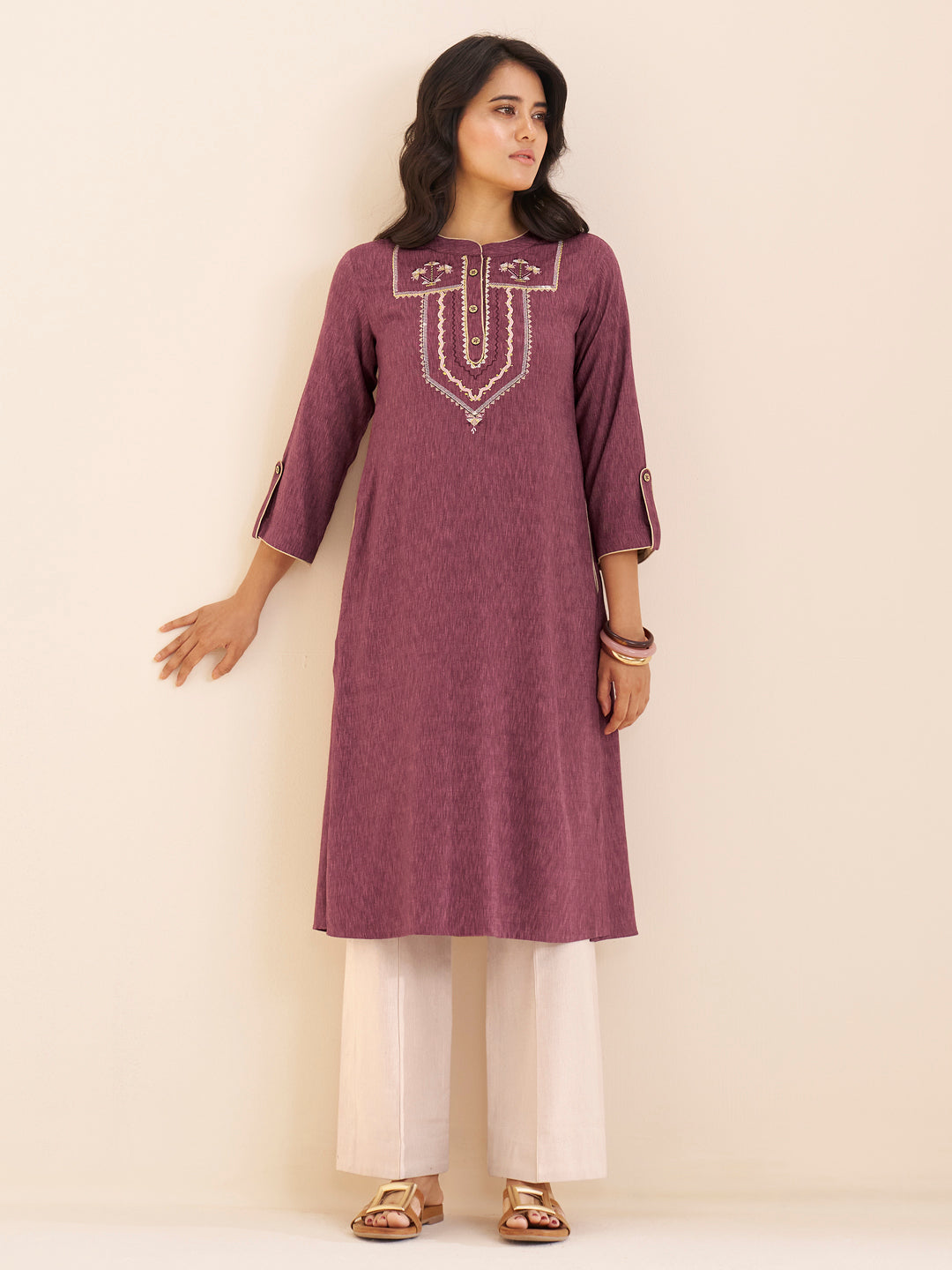 Premium Viscose Blend Ethnic Kurta with Subtle Embroidery