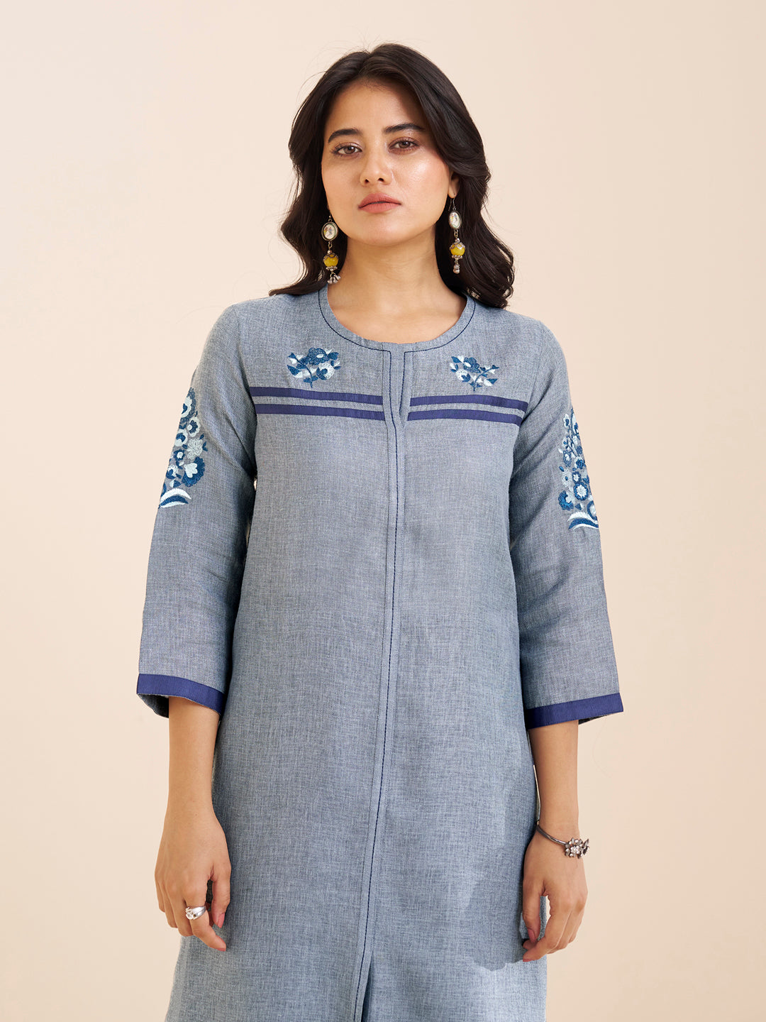 Elegant Blue Straight Kurta Set in Viscose Blend Fabric