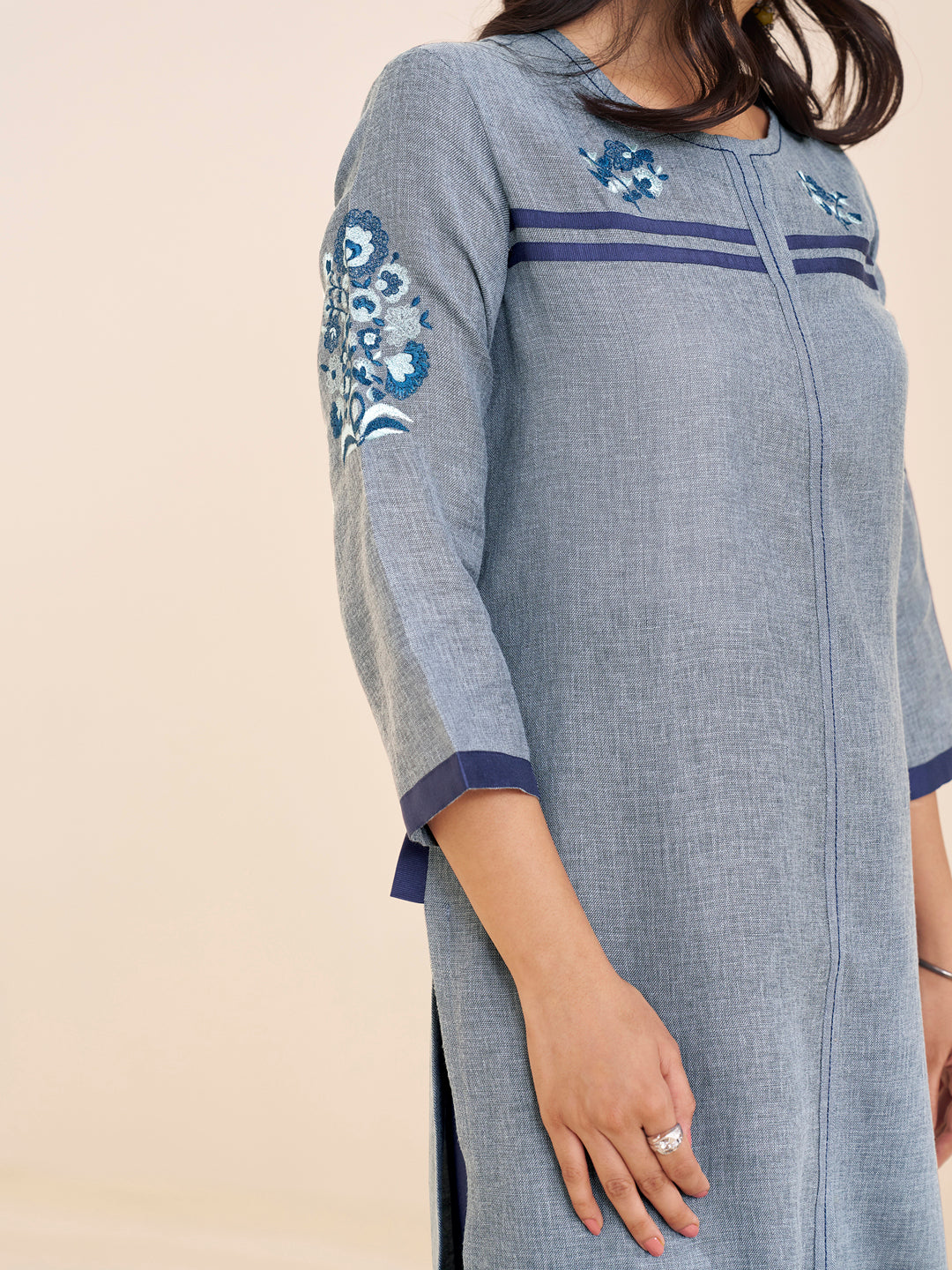 Elegant Blue Straight Kurta Set in Viscose Blend Fabric
