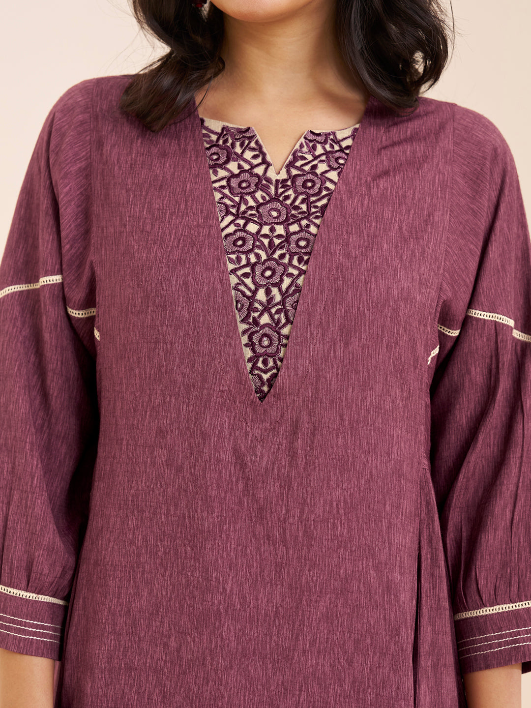 Classic Wine Straight Kurta Set with Coordinated Bottom