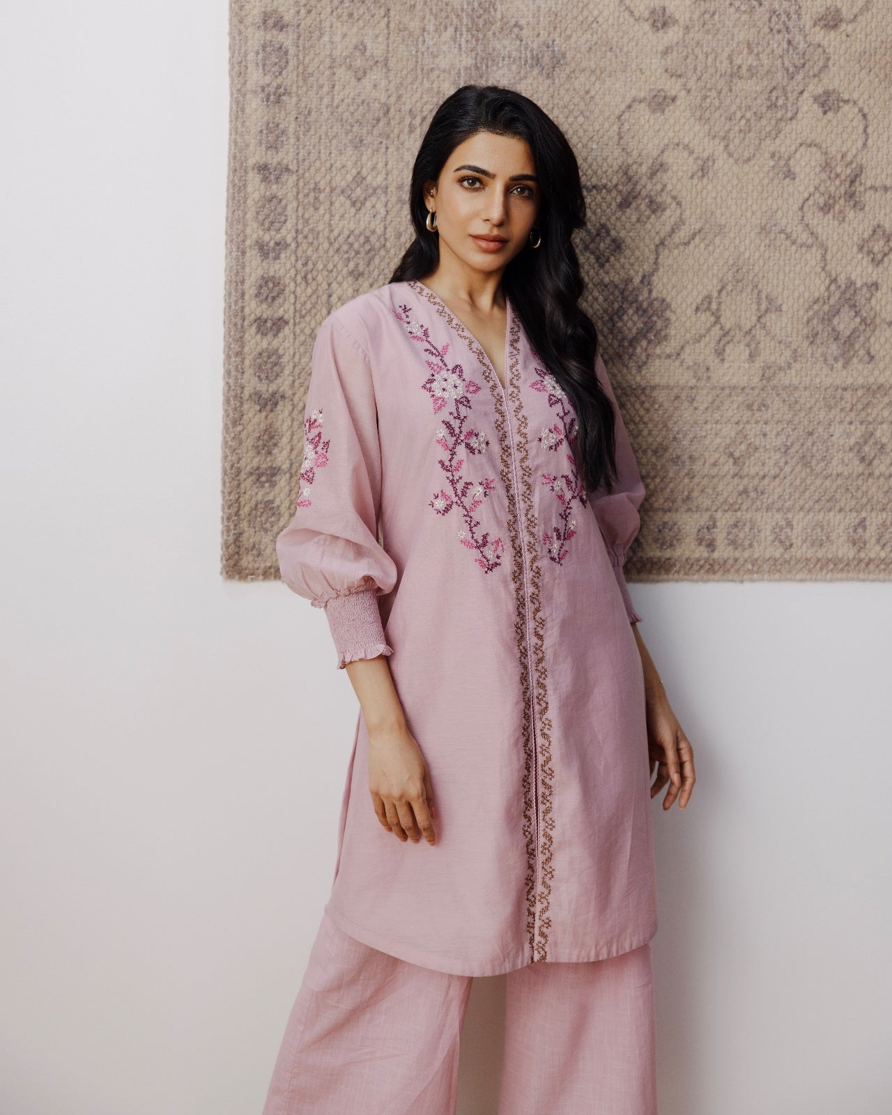 Blush Bloom Embroidered Kurta Set