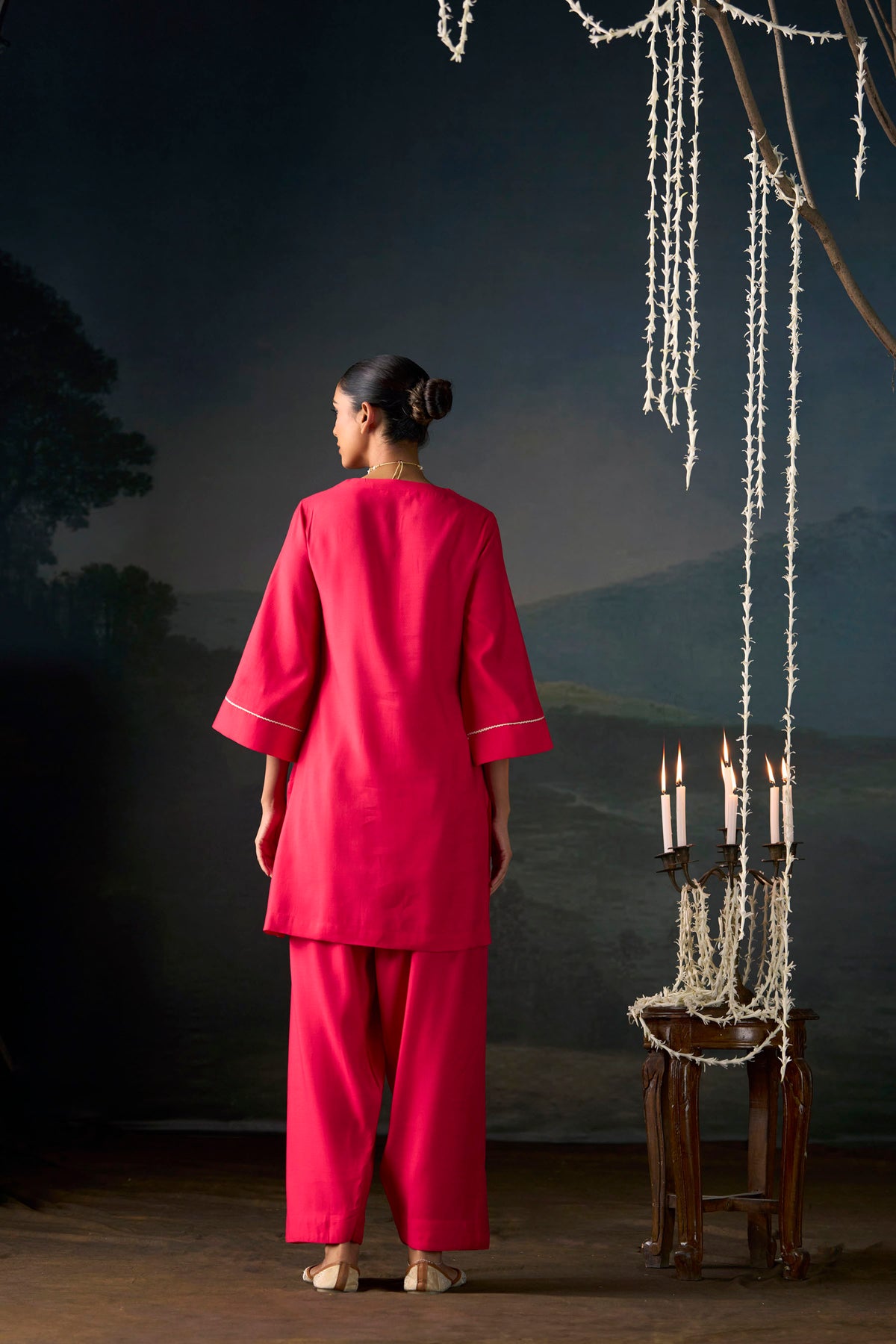 Cerise Embroidered Kurta Set